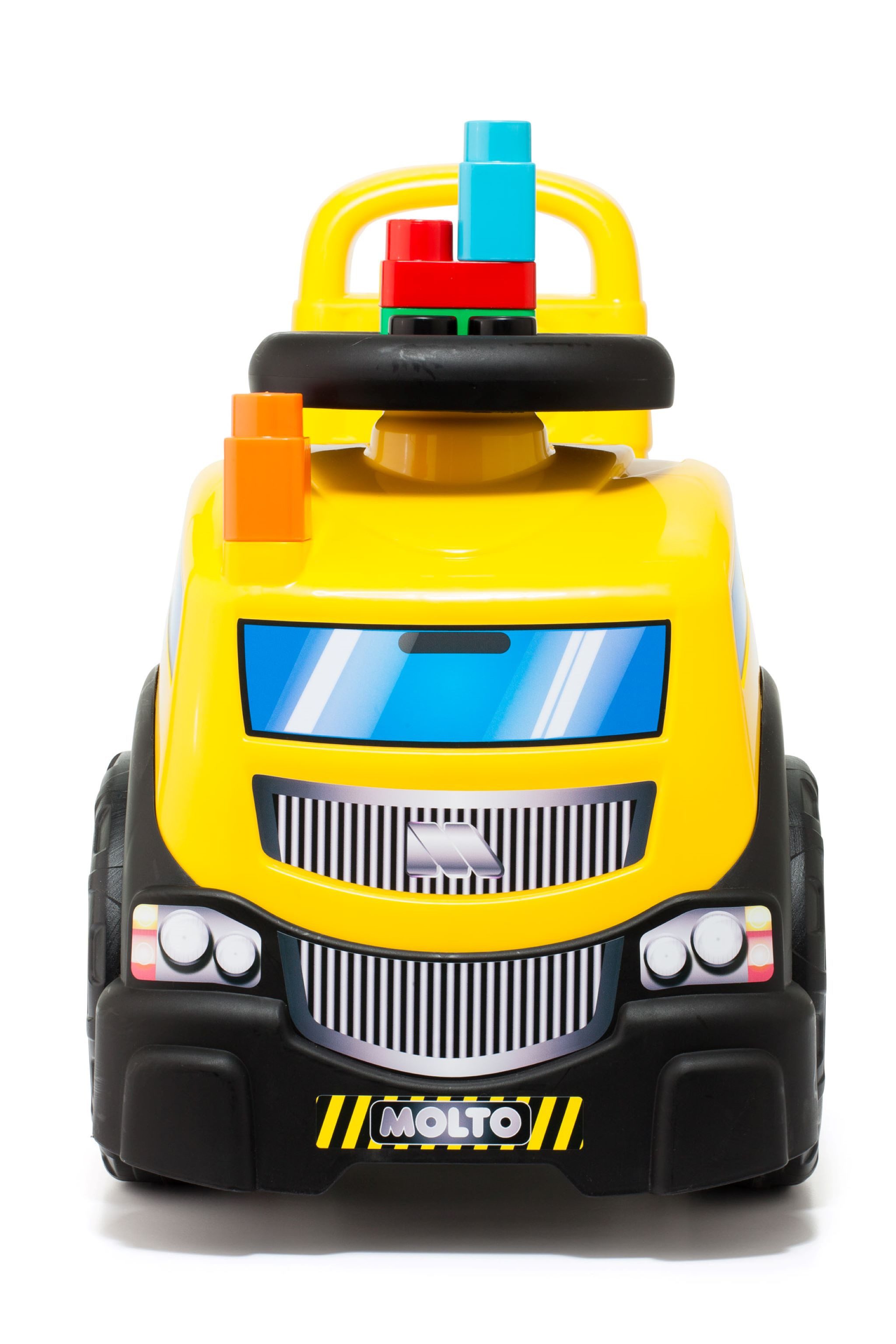 MOLTO Rutscherauto 3-in-1 LKW mit Klemmbausteinen, Kinderfahrzeug mit Spielspaß, mit Klemmbausteinen, zum fahren, schieben und spielen