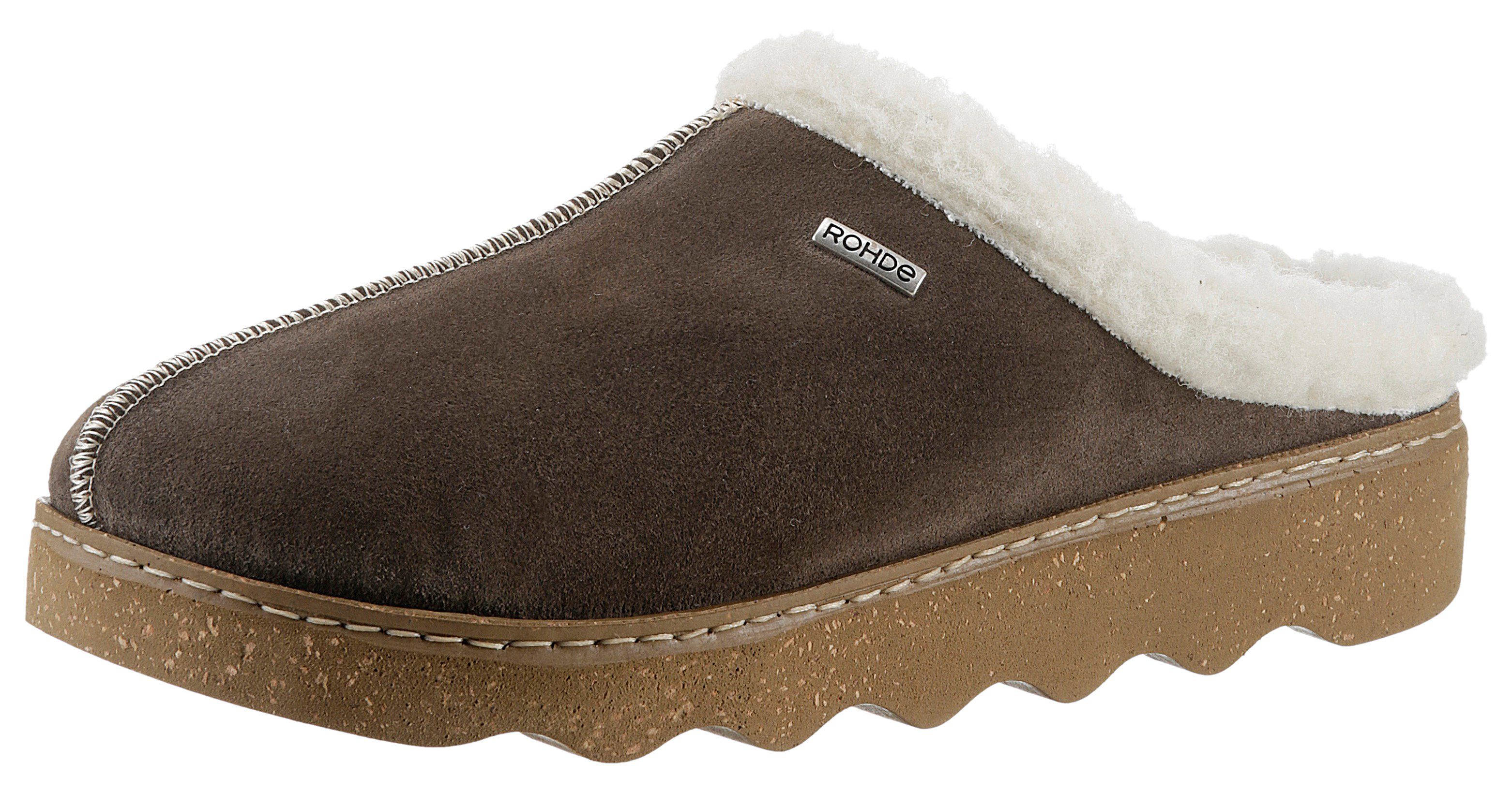 Rohde Foggia-D Pantoffel Hausschuh, Clog mit herausnehmbarer Innensohle aus Lammwolle