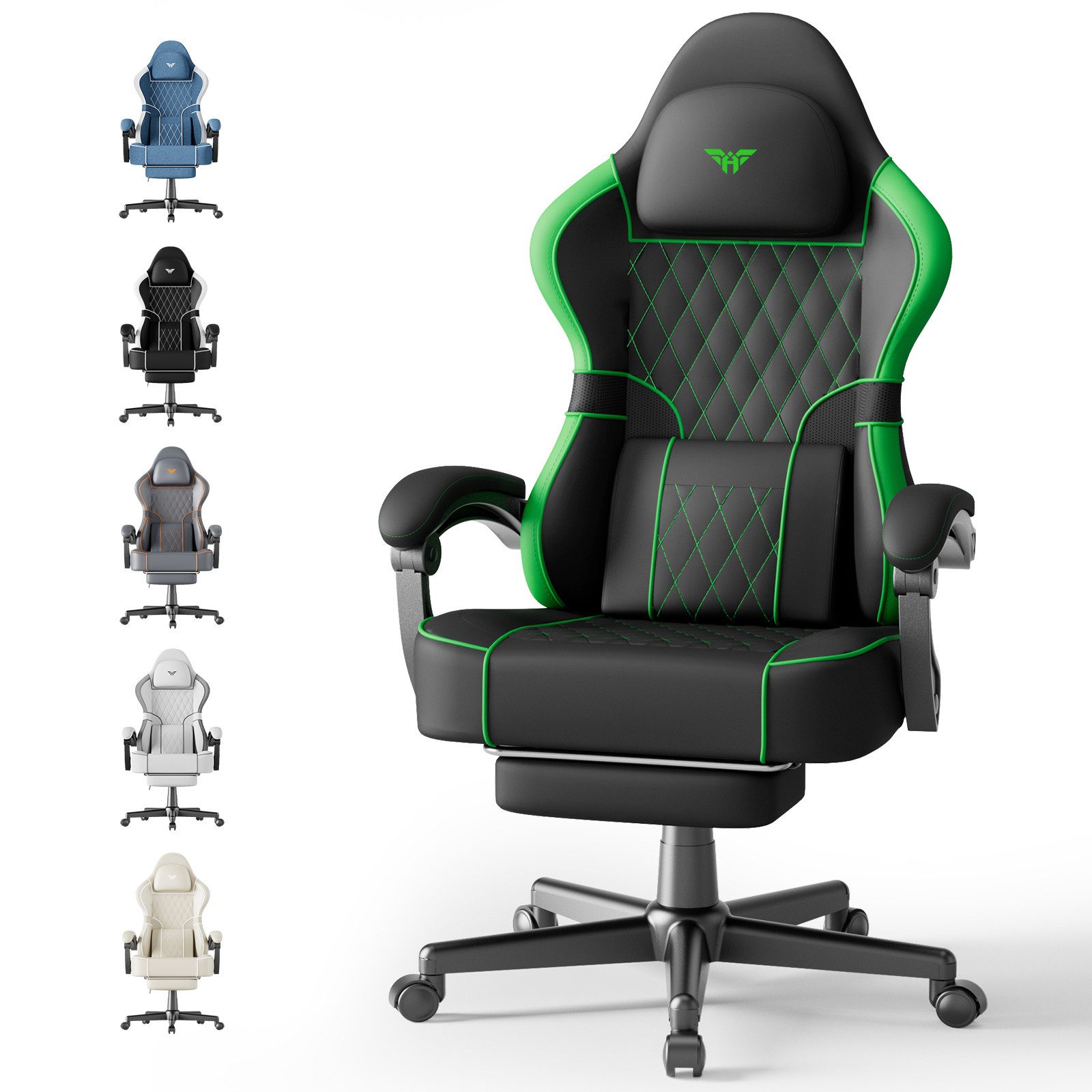 Huracan Gaming-Stuhl Gamer Chair mit verstellbare Kopfstütze und Lendenkissen,Ergonomisch