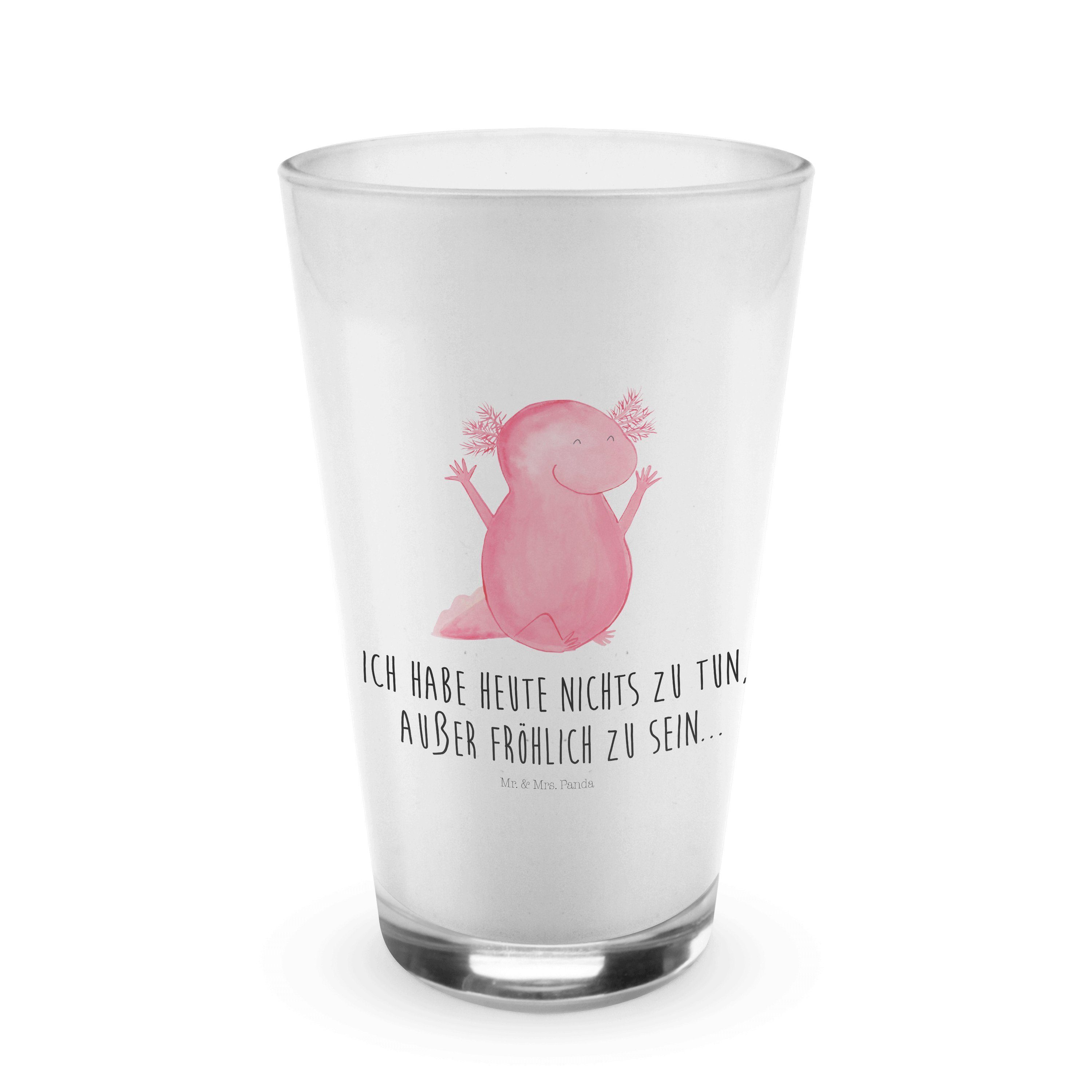 Premium Glas Transparent Freude, & Mrs. Lurch, Glas - Hurra Mr. Zufriedenheit, Axolotl Panda - Geschenk,