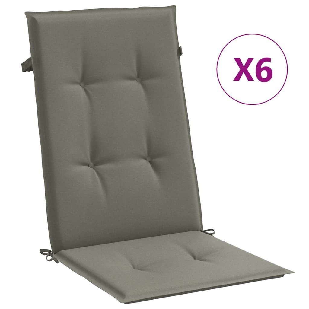 Sitzauflage Hochlehner-Auflagen 6 Stk. Melange Dunkelgrau 120x50x4 cm Stoff