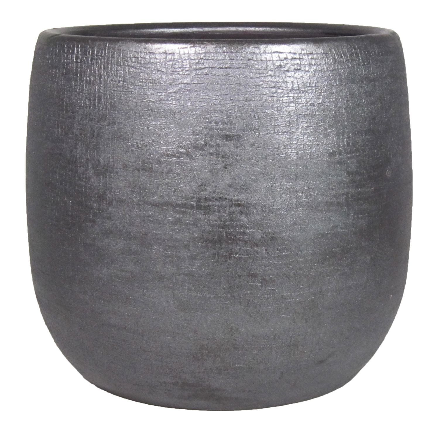 INNA-Glas Blumentopf Keramiktopf mit Maserung, schwarz, 31 cm, Ø 34 cm