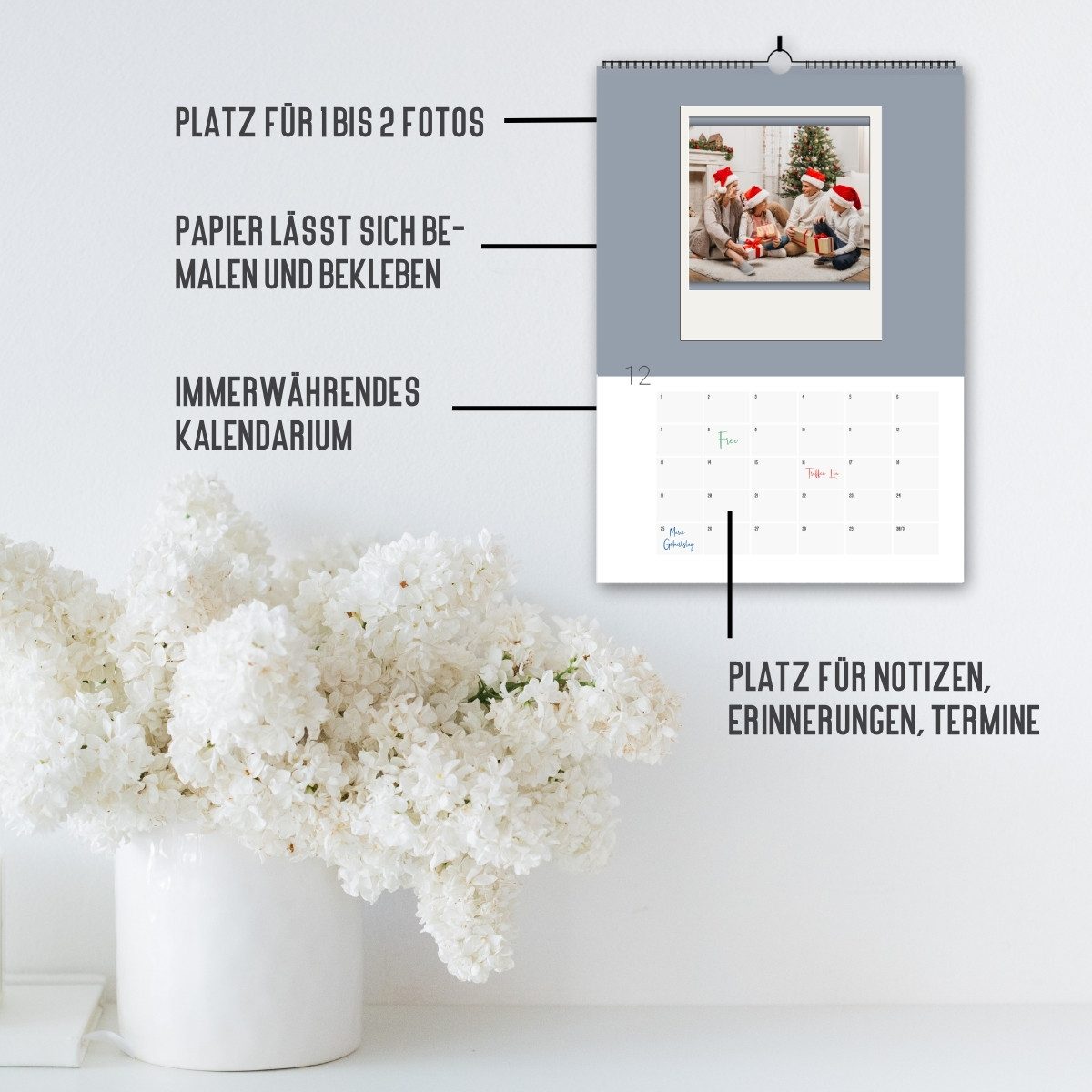 Things of Happiness Kalender zum Selbstbasteln DIY Fotokalender Bastelkalender, DIY Kalender, keine Jahresangabe, DIN A4 Format
