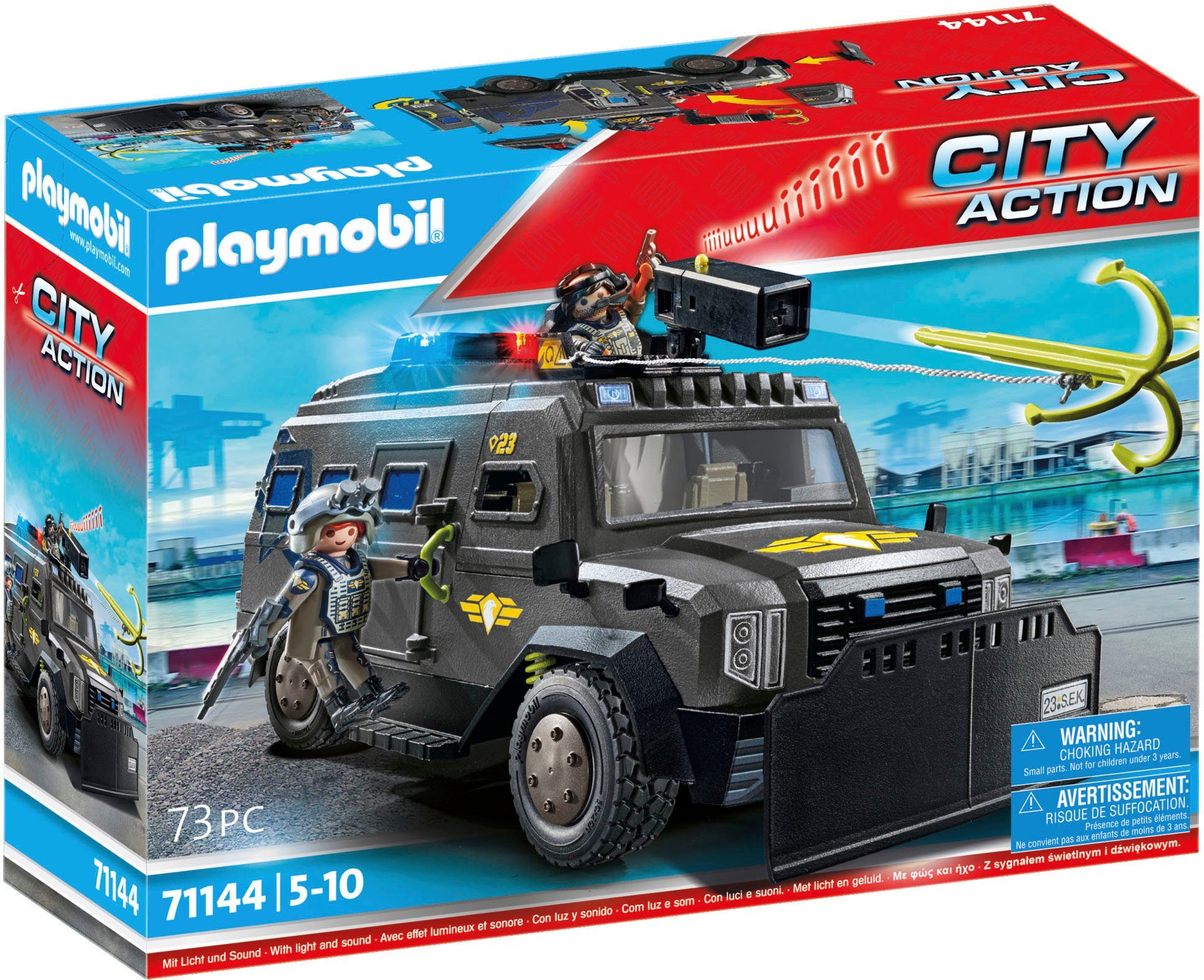 Playmobil® Konstruktions-Spielset SWAT-Geländefahrzeug (71144), City Action, (73 St), Made in Europe; mit Licht und Sound