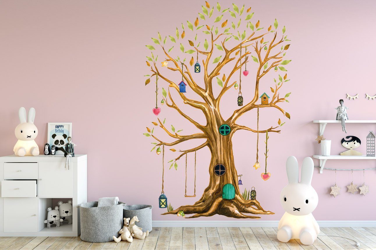 Sunnywall Wandtattoo XXL Wandtattoo Baumhaus Baum Sunnywall EXKLUSIV Set Kinderzimmer