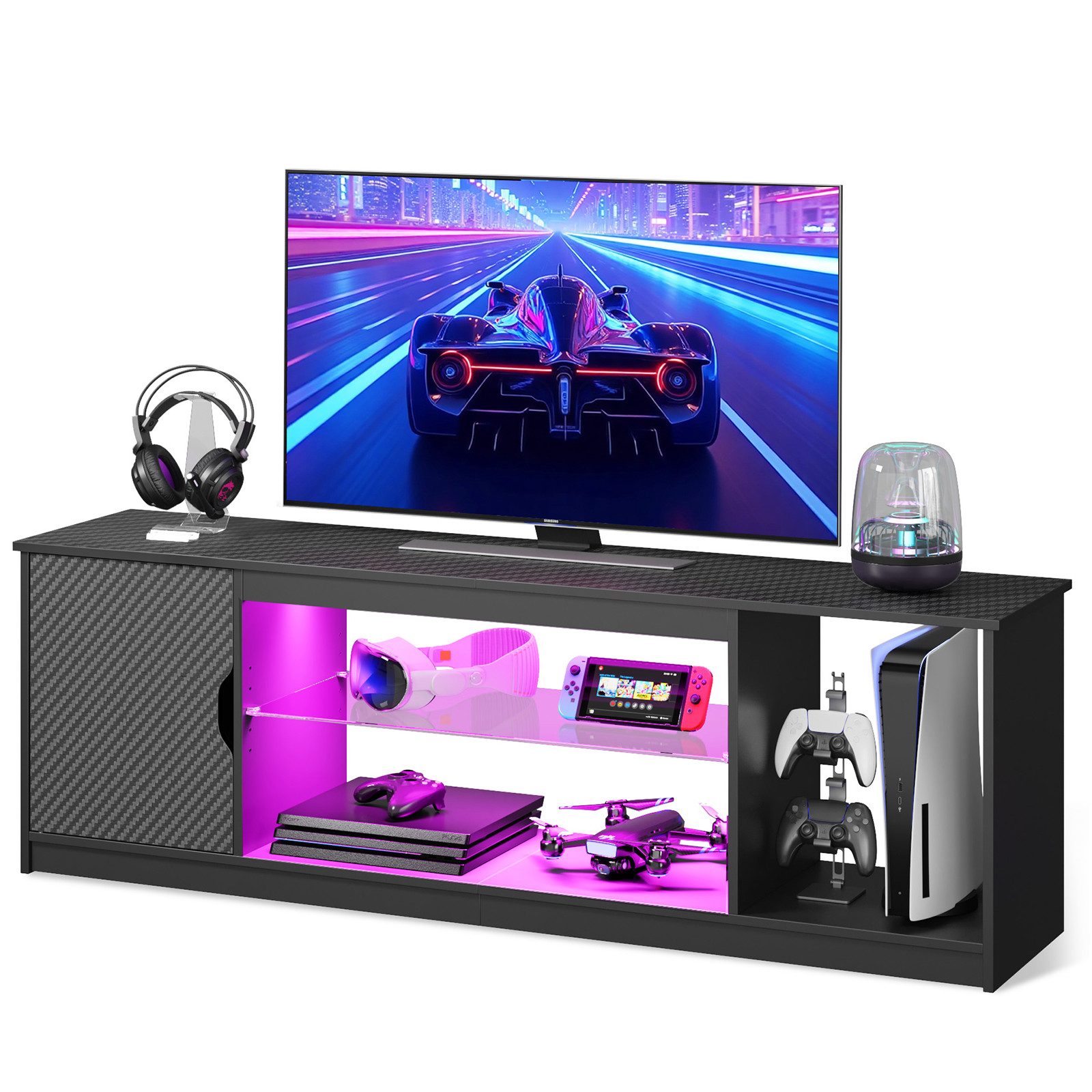 Bestier TV-Schrank Lowboard für 65 Zoll & kleinere TVs, 144.8 x 35 x 52 cm, günstig online kaufen