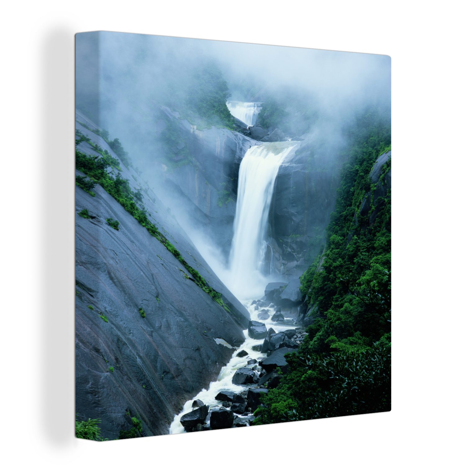 OneMillionCanvasses® Leinwandbild Wasserfall - Japan - Tropisch, (1 St), Leinwand Bilder für Wohnzimmer Schlafzimmer