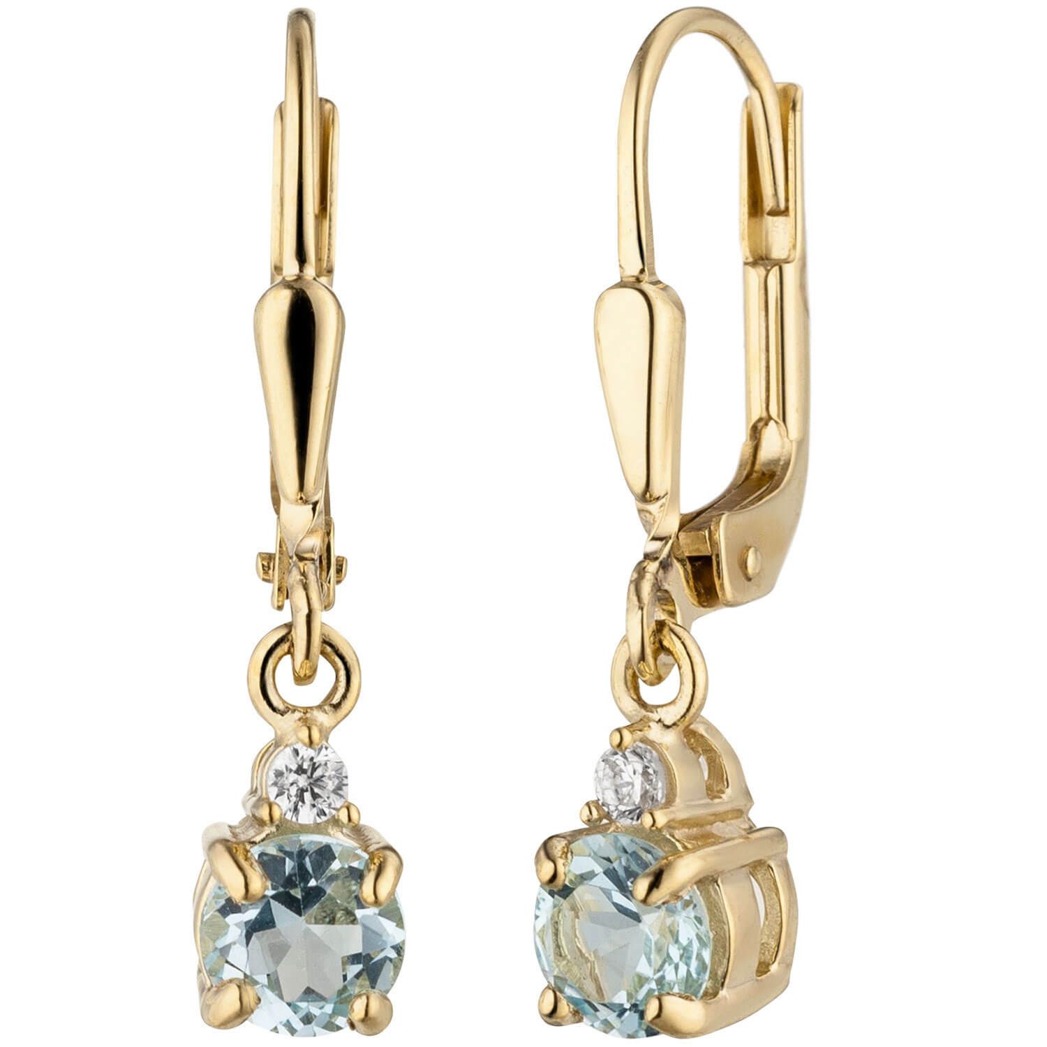 Schmuck Krone Paar Ohrhänger Ohrhänger aus 333 Gelbgold, Blautopas & Zirkon günstig online kaufen