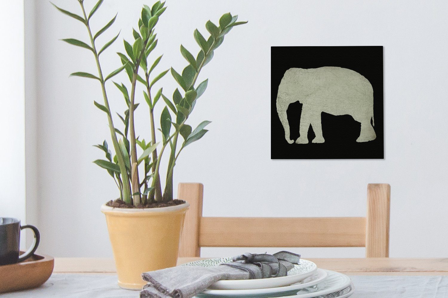 - (1 Schlafzimmer Elefant für St), Leinwand Karte Wohnzimmer Bilder - OneMillionCanvasses® Leinwandbild Vintage,