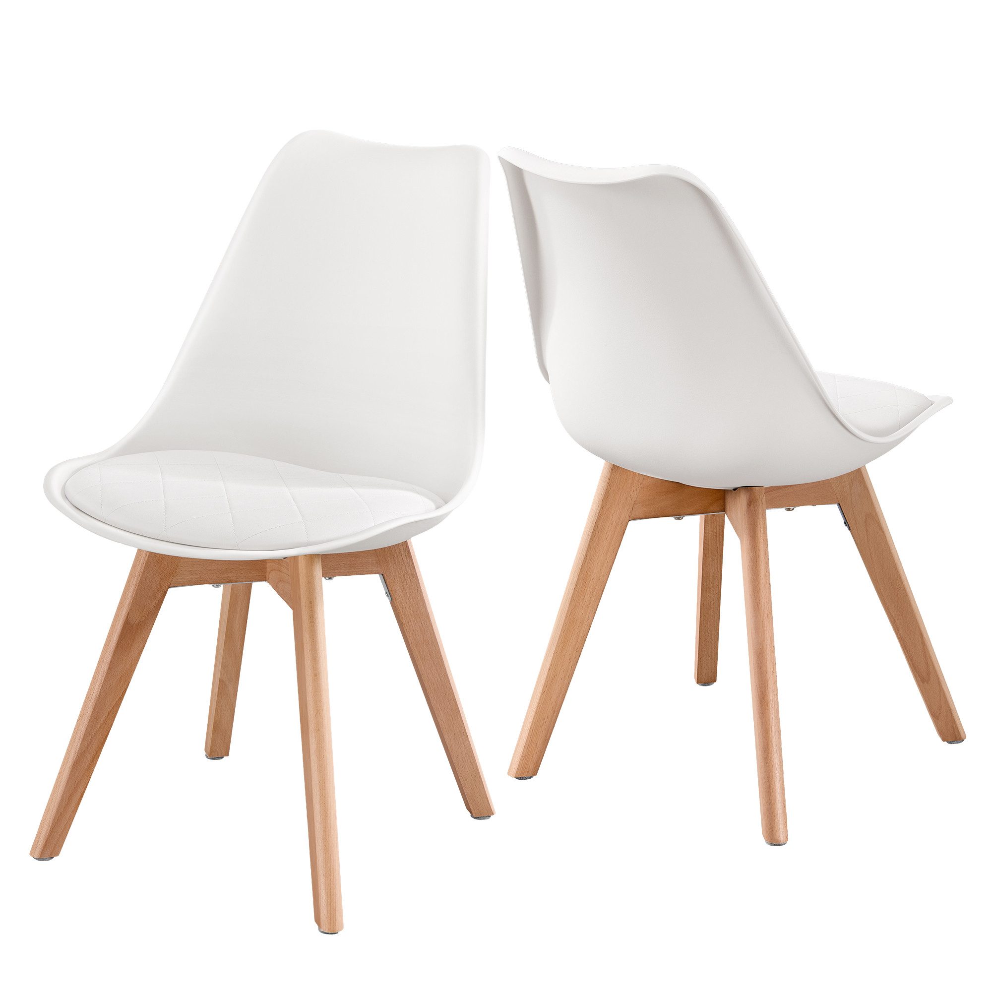 VASAGLE Esszimmerstuhl aus PU-Leder und Buchenholz, für Esszimmer und Büro, Gepolsterte Küchenstühle, 2er Set, 46,5 x 57 x 79 cm