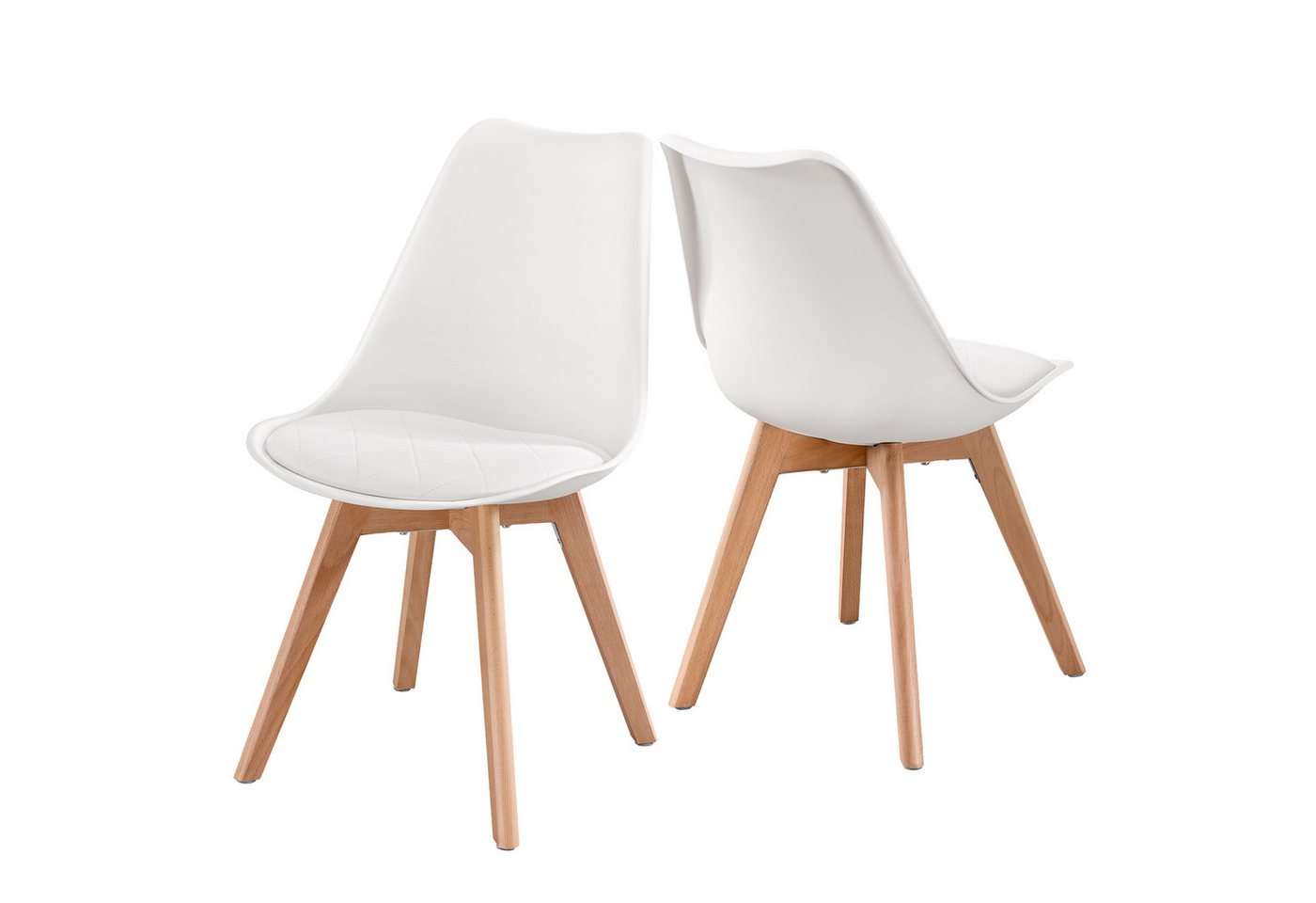 VASAGLE Esszimmerstuhl aus PU-Leder und Buchenholz, für Esszimmer und Büro, Gepolsterte Küchenstühle, 2er Set, 46,5 x 57 x 79 cm
