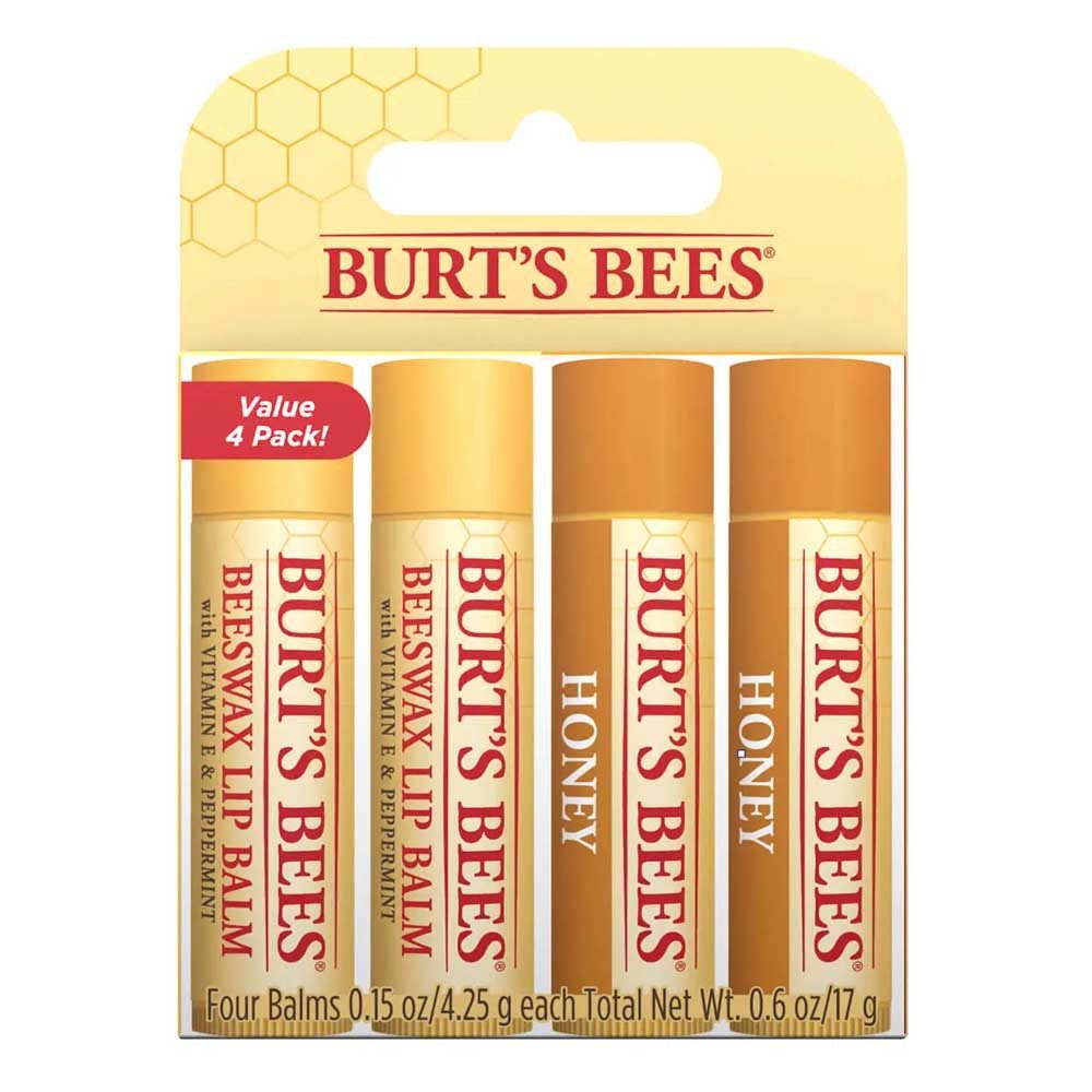 BURT'S BEES Lippenpflegestift Set - Lip Balm Honey & Beeswax 4er Pack