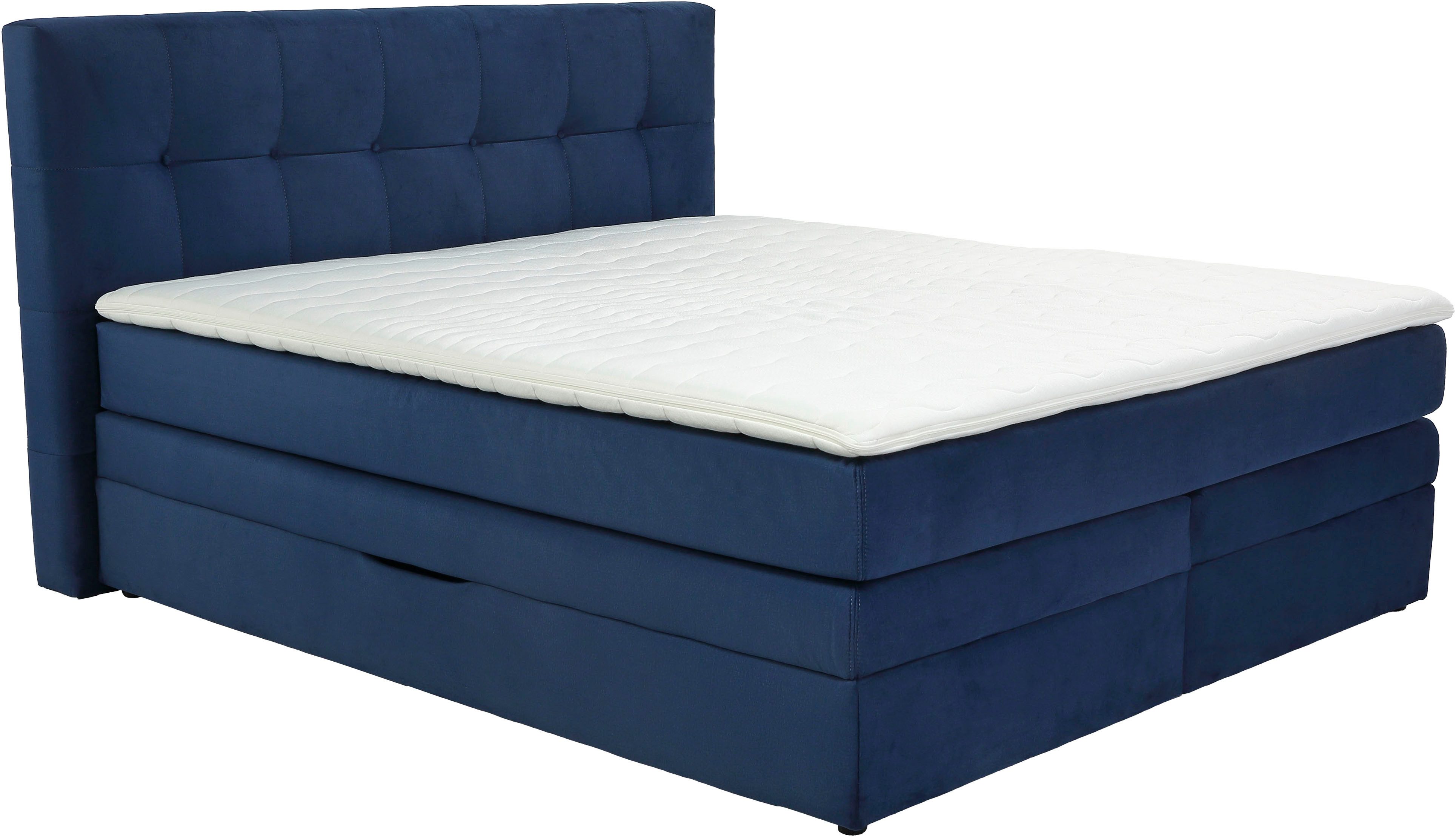 Jockenhöfer Gruppe Boxspringbett AMY in Samt, erhältlich in der Breite 180cm, mit Bettkasten und Kaltschaum-Topper