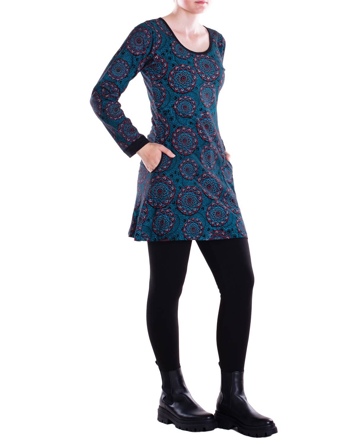 Vishes Tunikakleid Leichtes Langarmshirt-Kleid Damen Kleider Langarm Tunika retro Elfen, Hippie, Alternative Bekleidung