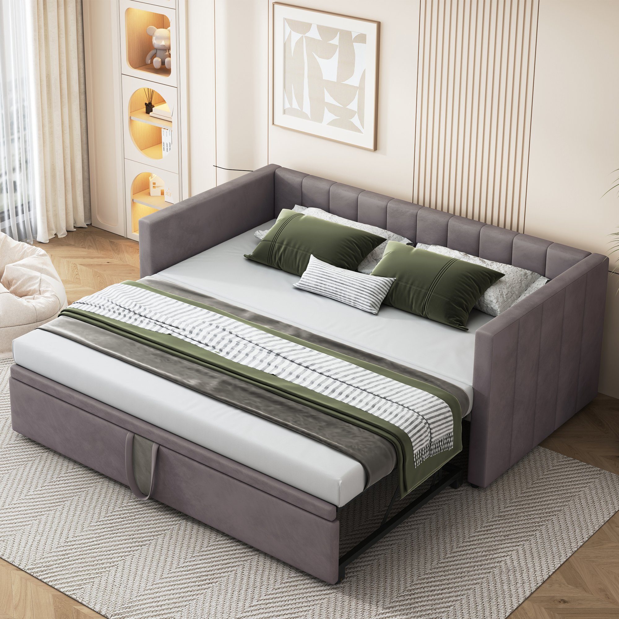 Flieks Daybett, Tagesbett Schlafsofa mit Unterbett 90x200cm/180x200cm Samt günstig online kaufen