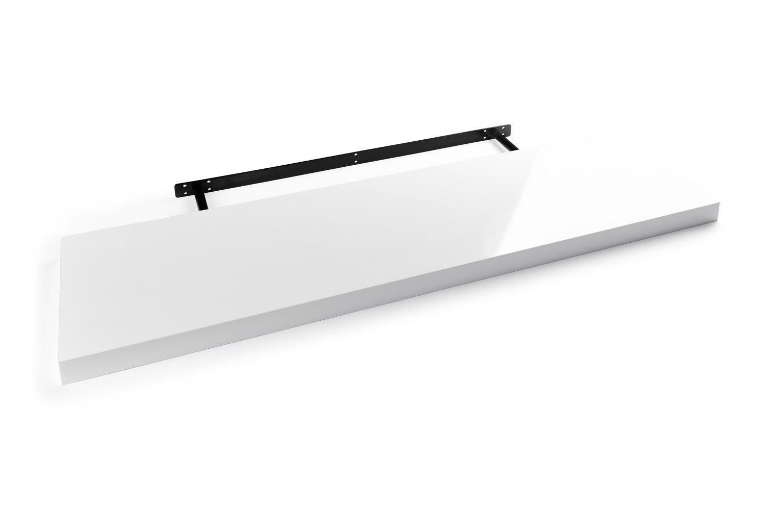 Home4You Wandboard MIKI, B 100 x H 23,5 cm, Weiß Hochglanz, MDF, PVC, 1-tlg., 1 Ablagefläche