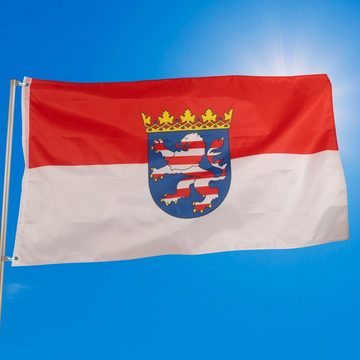 PHENO FLAGS Flagge Hessen Flagge 90 x 150 cm Hessische Fahne Wappen (Hissflagge für Fahnenmast), Inkl. 2 Messing Ösen