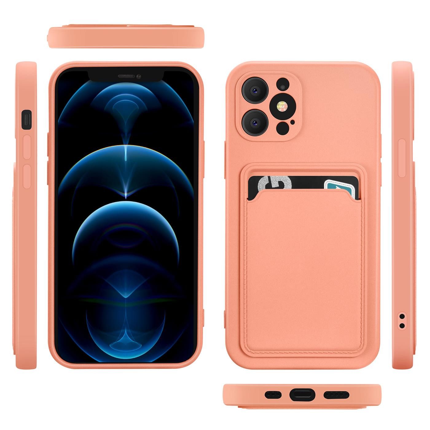 CoolGadget Handyhülle Schutzhülle mit Kartenfach für Apple iPhone 12 Pro Max 6,7 Zoll, Silikon Case Slim TPU Cover Tasche mit Aufbewahrung EC Karte Ausweis