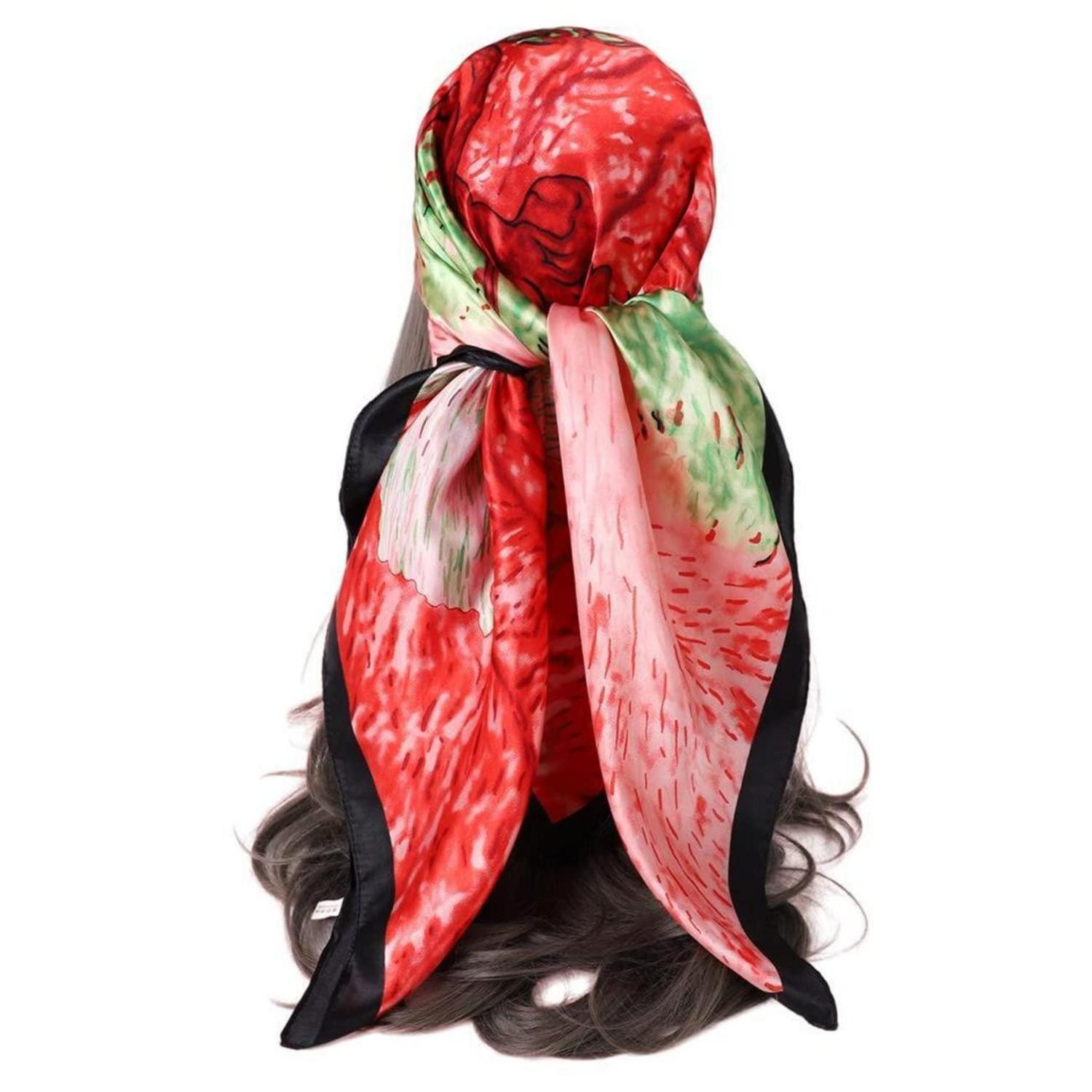 LuxusKollektion Halstuch Schal Blume Bandana 90x90cm bunt, (1-St)