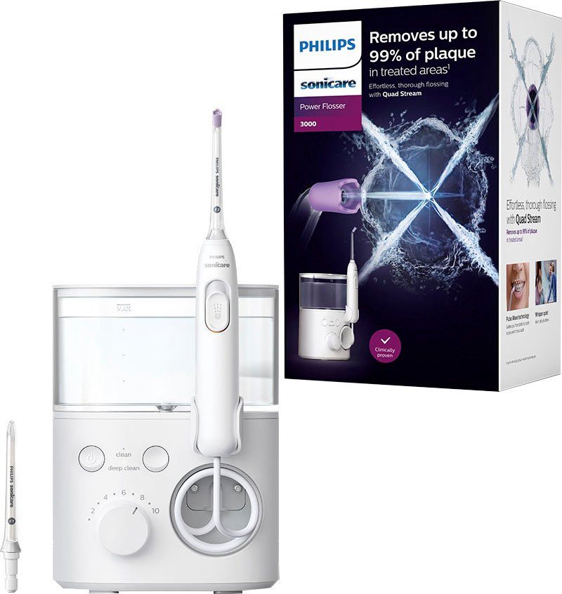 Philips Sonicare Zahnzwischenraum-Reiniger Power Flosser 3000 HX3711/20, Aufsätze: 2 St., mit Quad Stream-Technologie, 2 Reinigungsmodi, 10 Intensitätsstufen