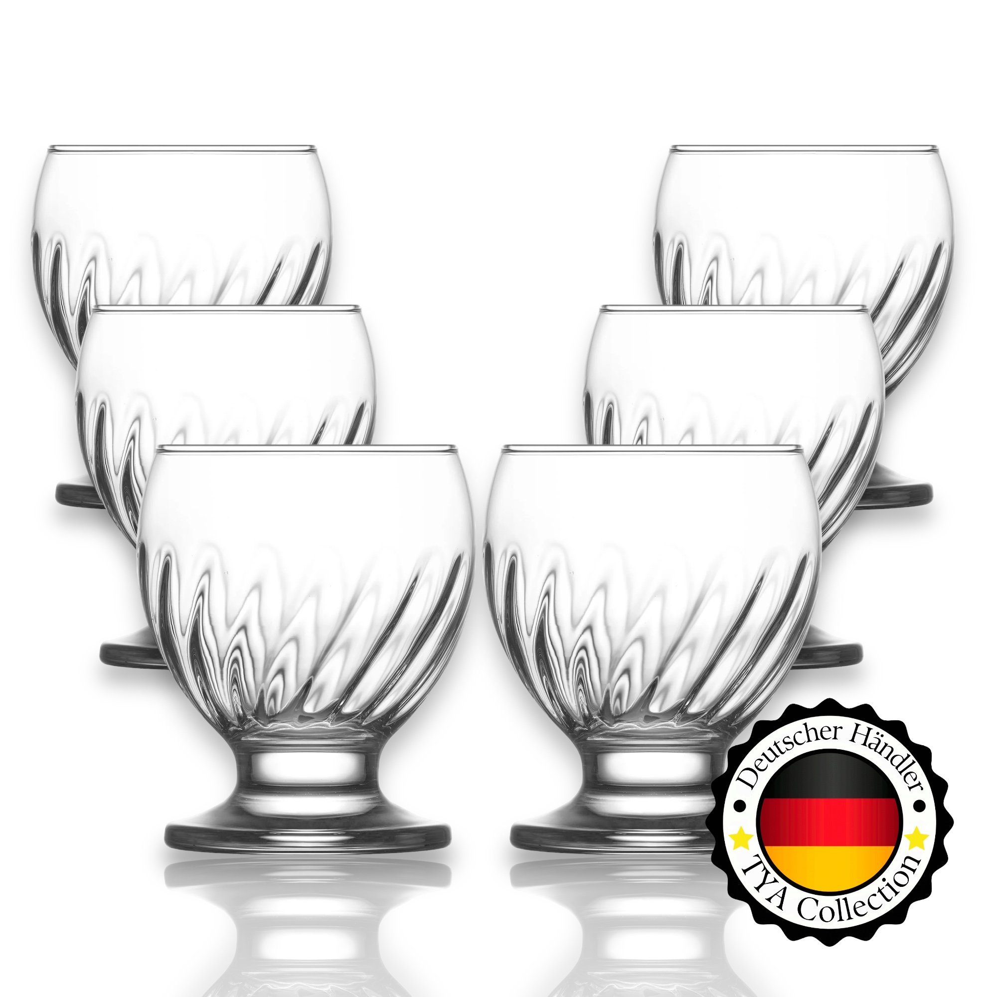 Gläser-Set Trinkgläser, Wassergläser, Eisschale, Eisgläser, Gläser-Set 6er 215cc