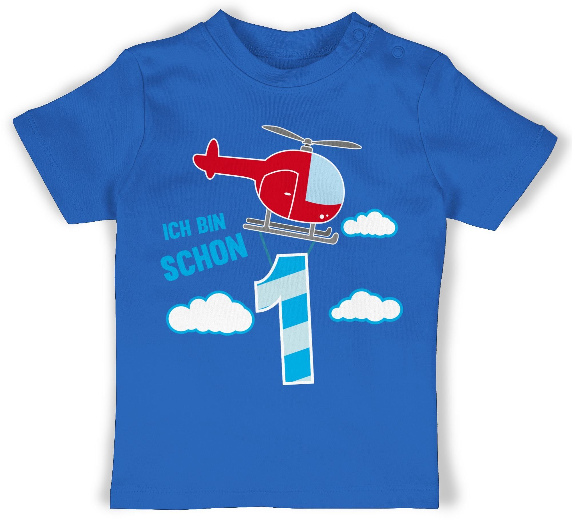 eins 1. Geburtstag Shirtracer Royalblau Hubschrauber 2 T-Shirt schon bin Ich