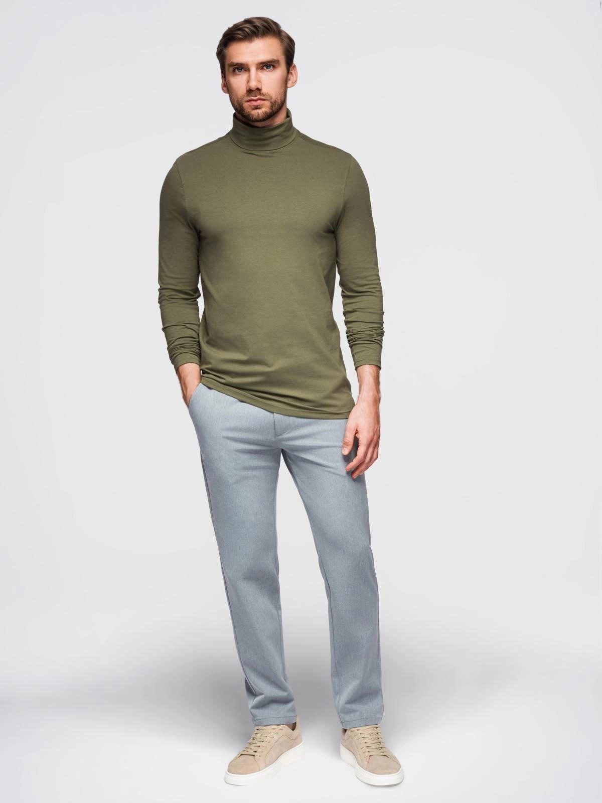 OMBRE Rollkragenpullover Unifarbenes Herren-Longsleeve mit Rollkragen