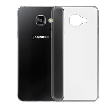CoolGadget Handyhülle Transparent als 2in1 Schutz Cover Set für das Samsung Galaxy A3 2016 5,2 Zoll, 2x Glas Display Schutz Folie + 1x TPU Case Hülle für Galaxy A3 2016