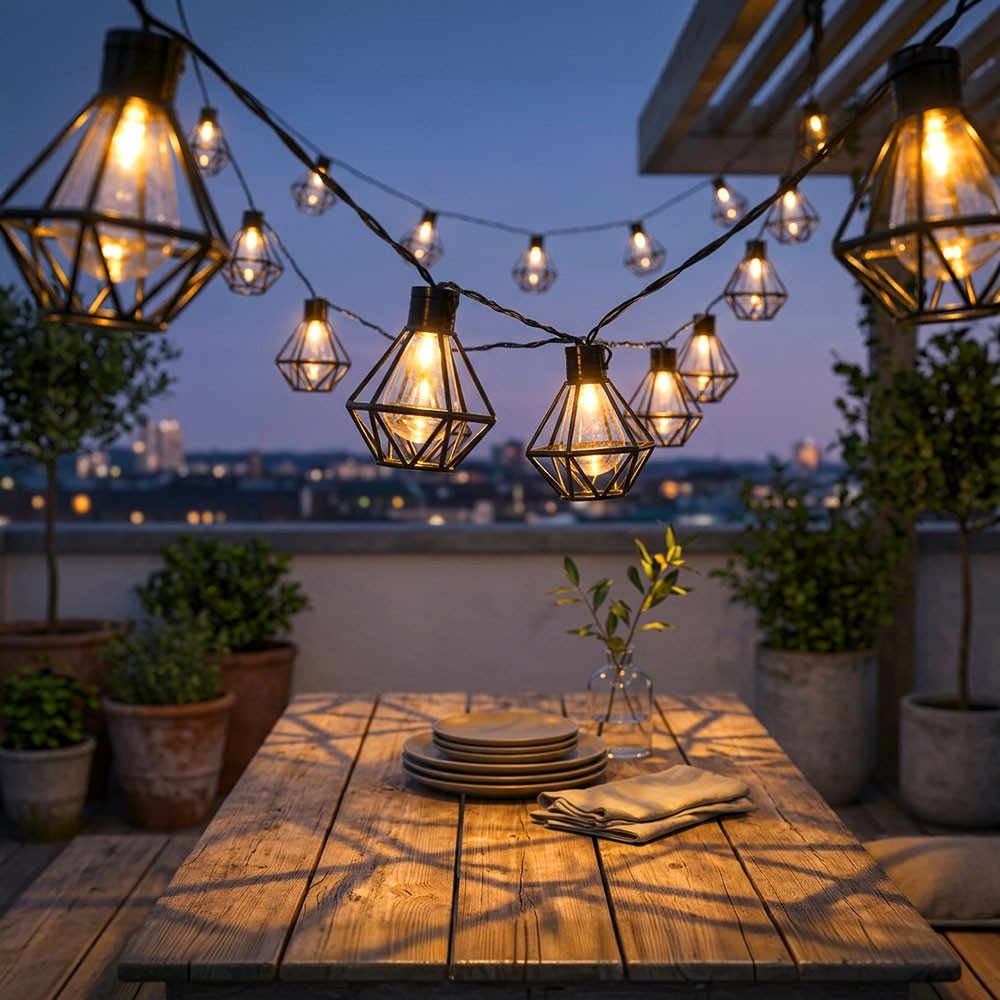 GLOBO LIGHTING LED Dekolicht, Leuchtmittel inklusive, Warmweiß, LED Lichterkette Außenleuchte Gartenlampe Terrasse Laterne Käfig