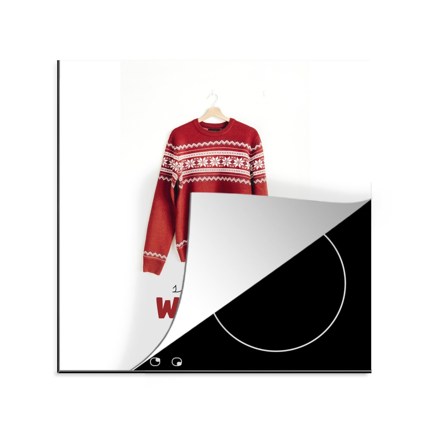 MuchoWow Herdblende-/Abdeckplatte Weihnachten - Pullover - Winter, Vinyl, (1 tlg), 78x78 cm, Ceranfeldabdeckung, Arbeitsplatte für küche