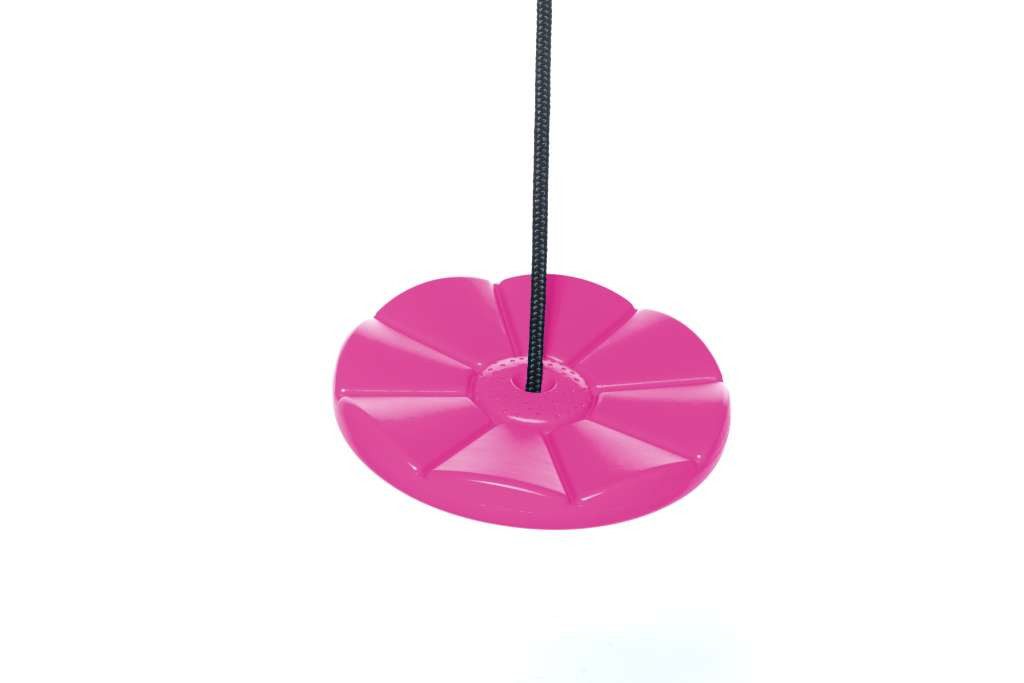 DICE Schaukelsitz Kunststoff-Tellerschaukel Pink mit schwarzem geflochtenem Seil, passend für BERG Playbase