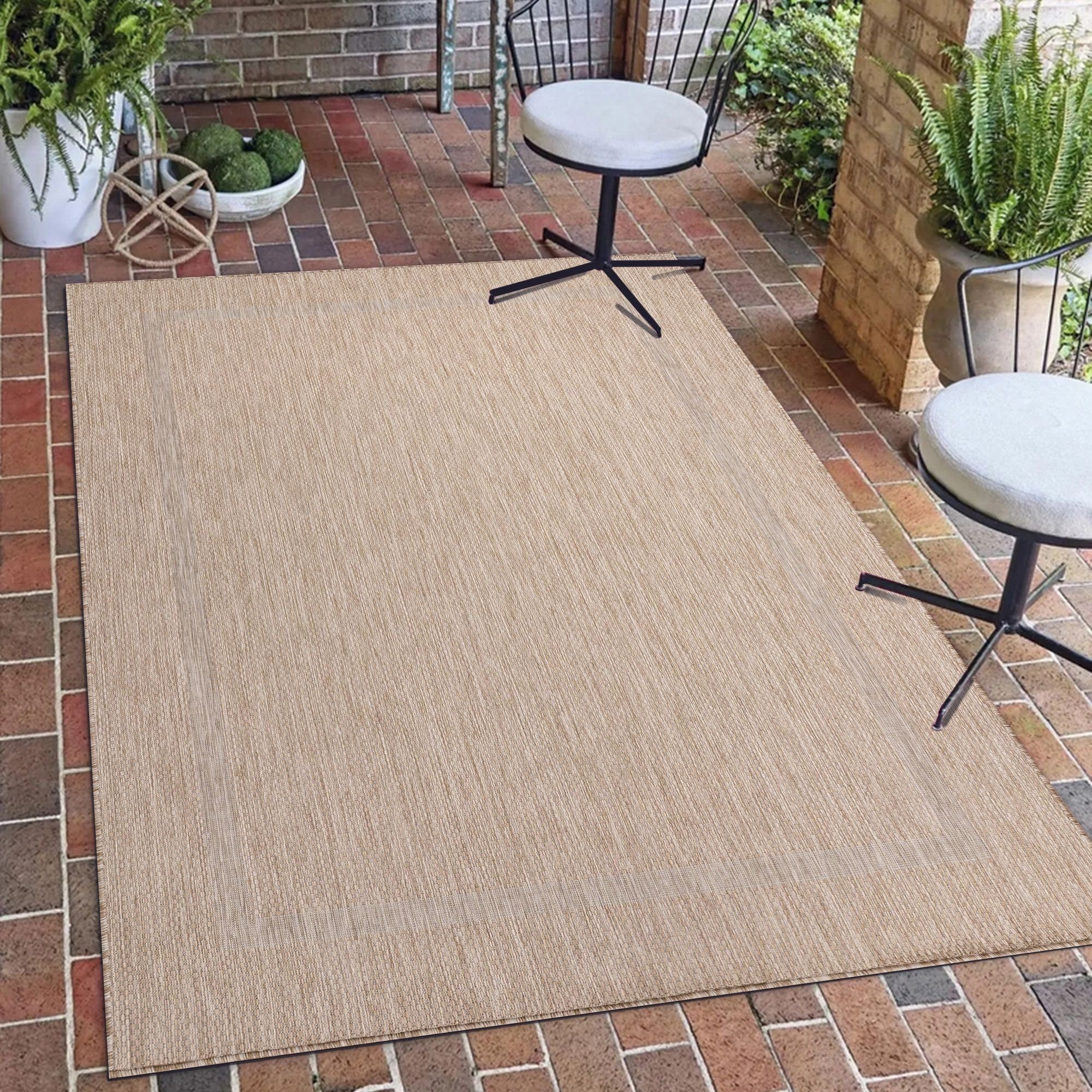 Outdoorteppich Unicolor - Einfarbig, Carpetsale24, Läufer, Höhe: 5 mm, Teppich Wetterfest Balkon Küchenteppich Flachgewebe Sisaloptik Beige