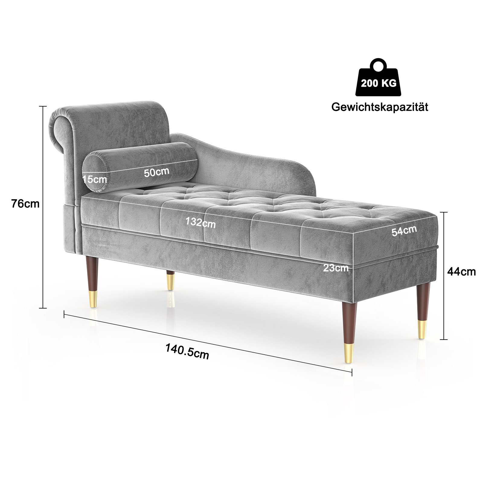 Vesgantti Chaiselongue Chaiselongue Smat Sofa mit Kissen werkzeuglose Montage für Wohnzimmer