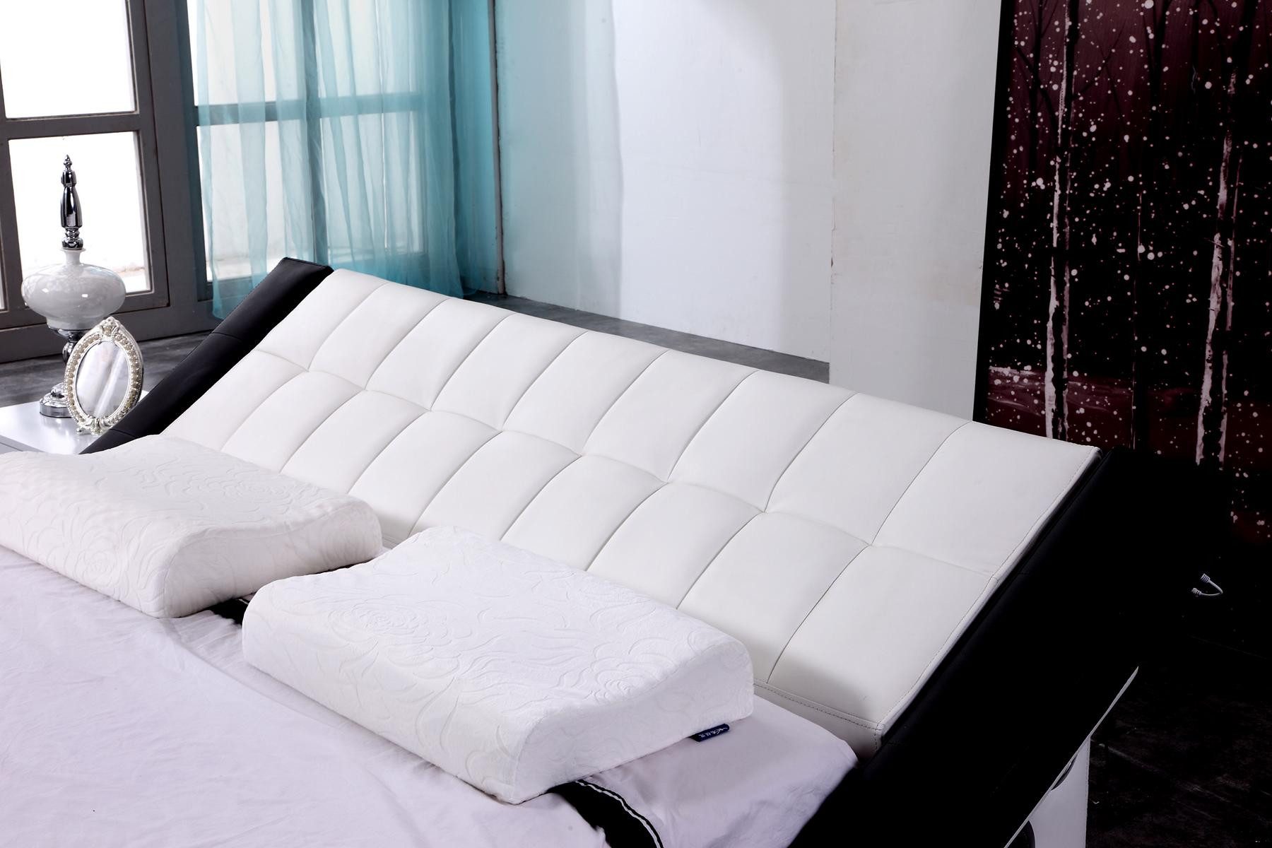 JVmoebel Bett Doppelbett aus Lederfaserstoff und echtem Leder in Weiß (1-tlg), Made in Europa