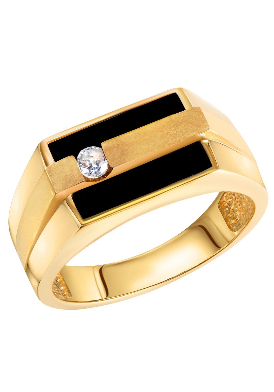 Firetti Fingerring Schmuck Geschenk Silber 925 Silberring Ringkopf eckig, mit Onyx, Zirkonia (synth)
