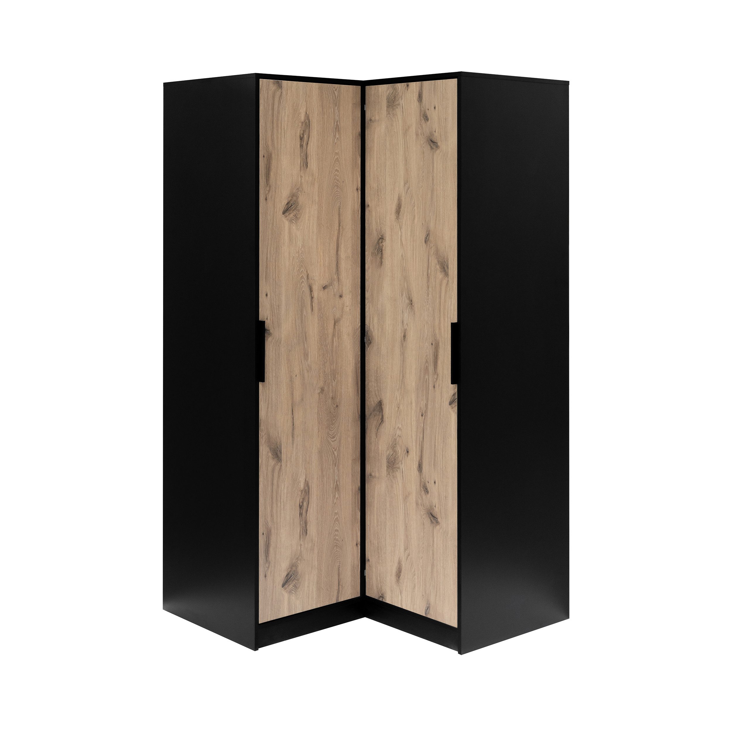 Beautysofa Eckschrank LIVO mit 2 Drehtüren, 2 Kleiderstangen und Regale, (Zur Auswahl in zwei modernen Farbkombinationen) Breite: 108 cm – Bild 2 von 5