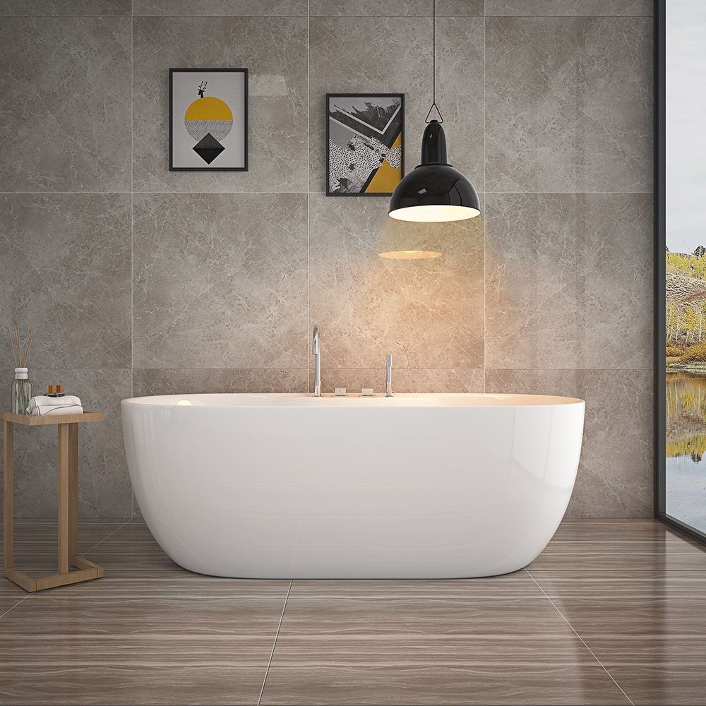 HOME DELUXE Badewanne LENI mit Armatur, (1-tlg), 170 x 80 x 58 cm - Füllmenge: 235 Liter I Freistehende Badewanne Spa