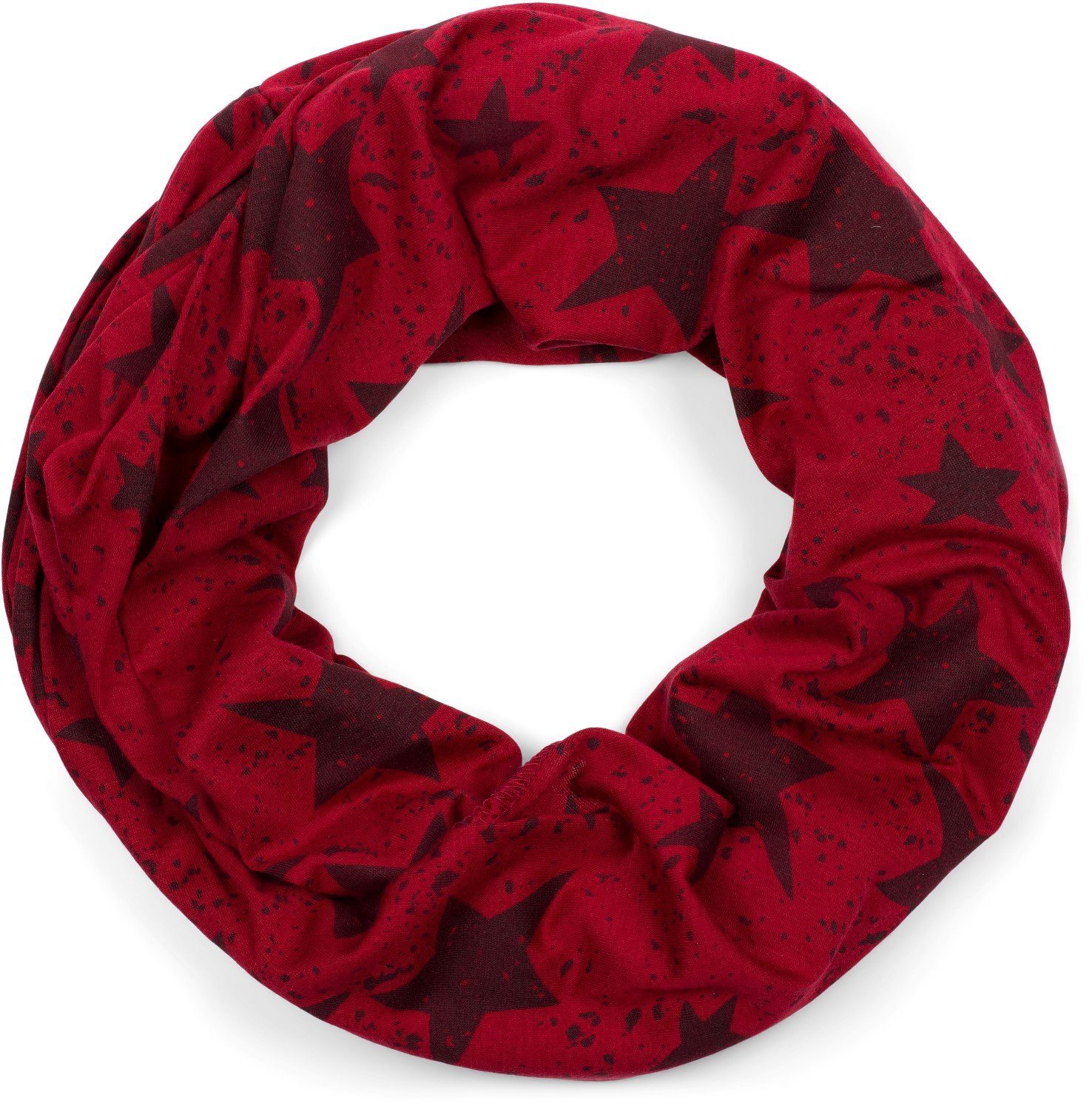 Print Loop, Sterne (1-St), styleBREAKER Loop Style Schal Bordeaux-Rot mit Splat