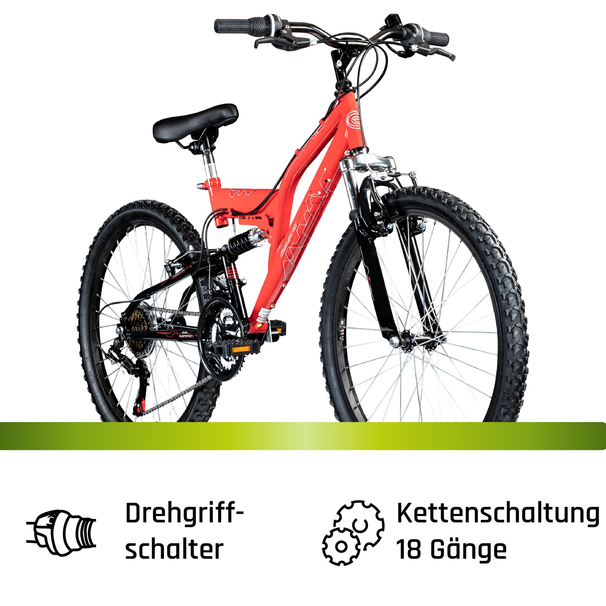 Galano Mountainbike FS180, 18 Gang, Kettenschaltung, Jugendfahrrad ab 8 130-145 cm MTB Fully Fahrrad Mädchen Jungen – Bild 4 von 5