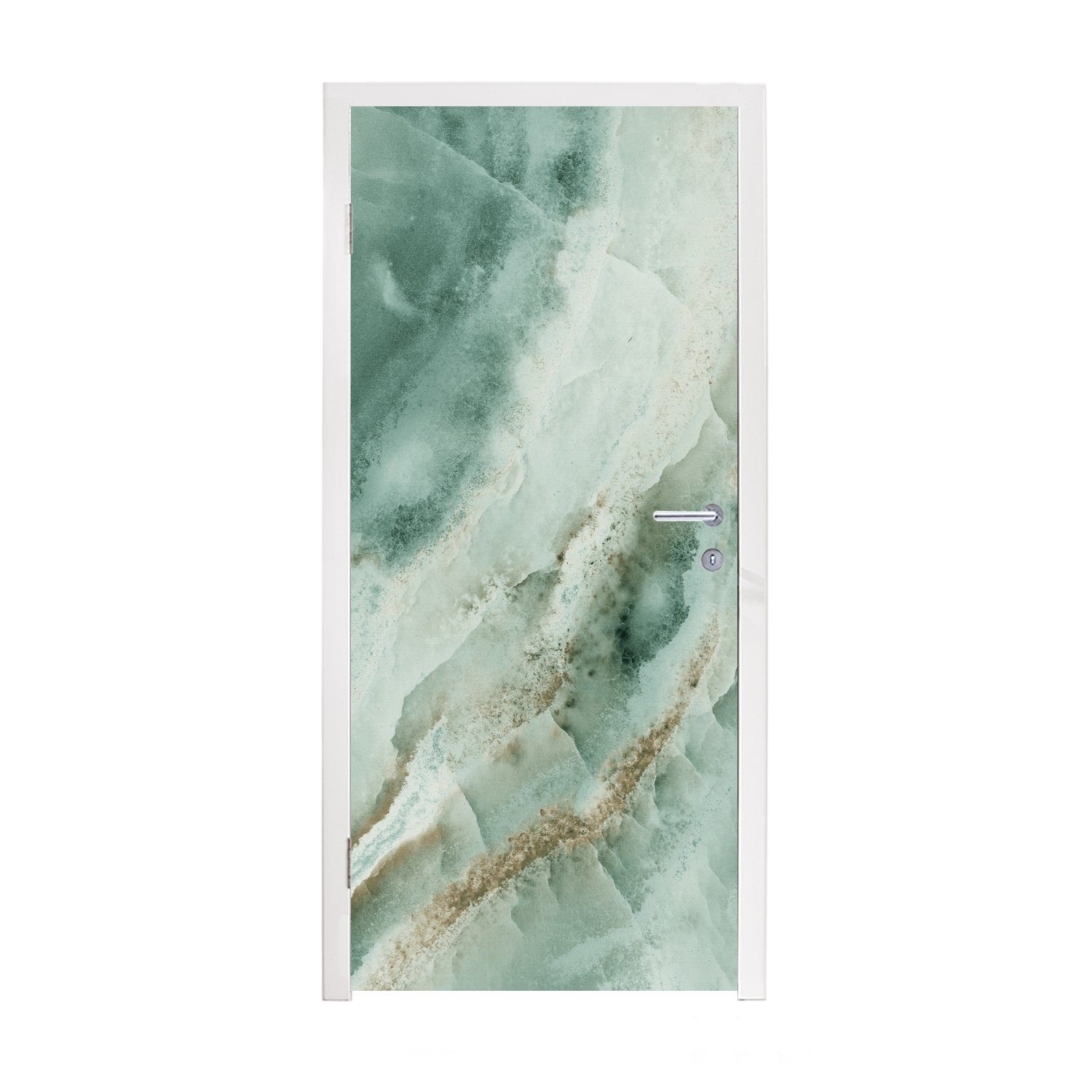 MuchoWow Türtapete Naturstein - Grün - Chic, Matt, bedruckt, (1 St), Fototapete für Tür, Türaufkleber, 75x205 cm
