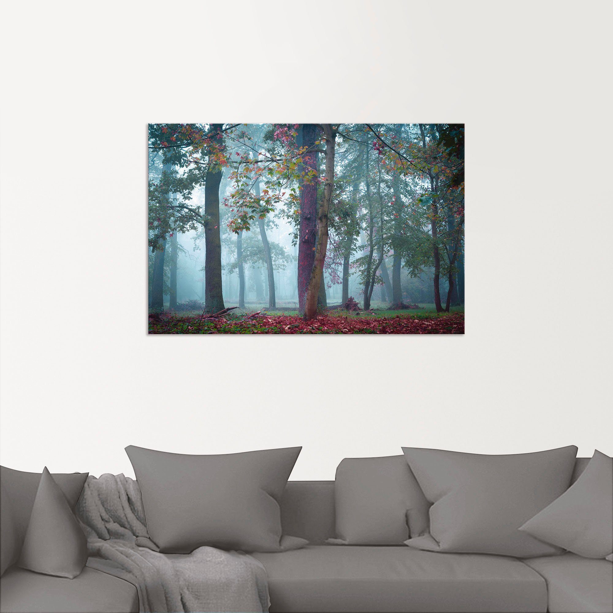 Artland Wandbild Nebel im Wald, versch. Leinwandbild, Wandaufkleber als Poster Waldbilder (1 Größen in oder St), Alubild