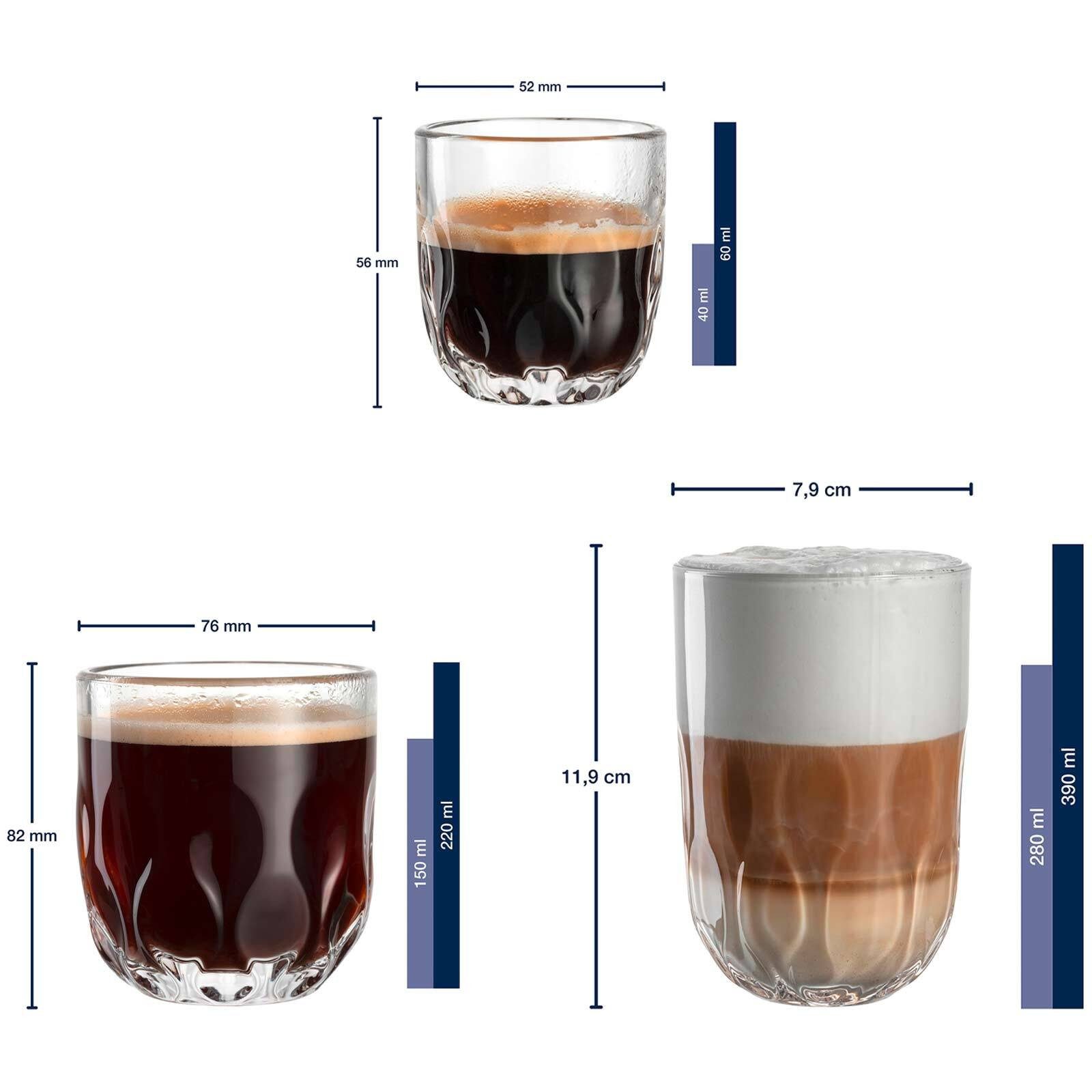 LEONARDO Latte-Macchiato-Glas Gocce Barista-Set (3) 6er Set, 6-tlg., Glas
