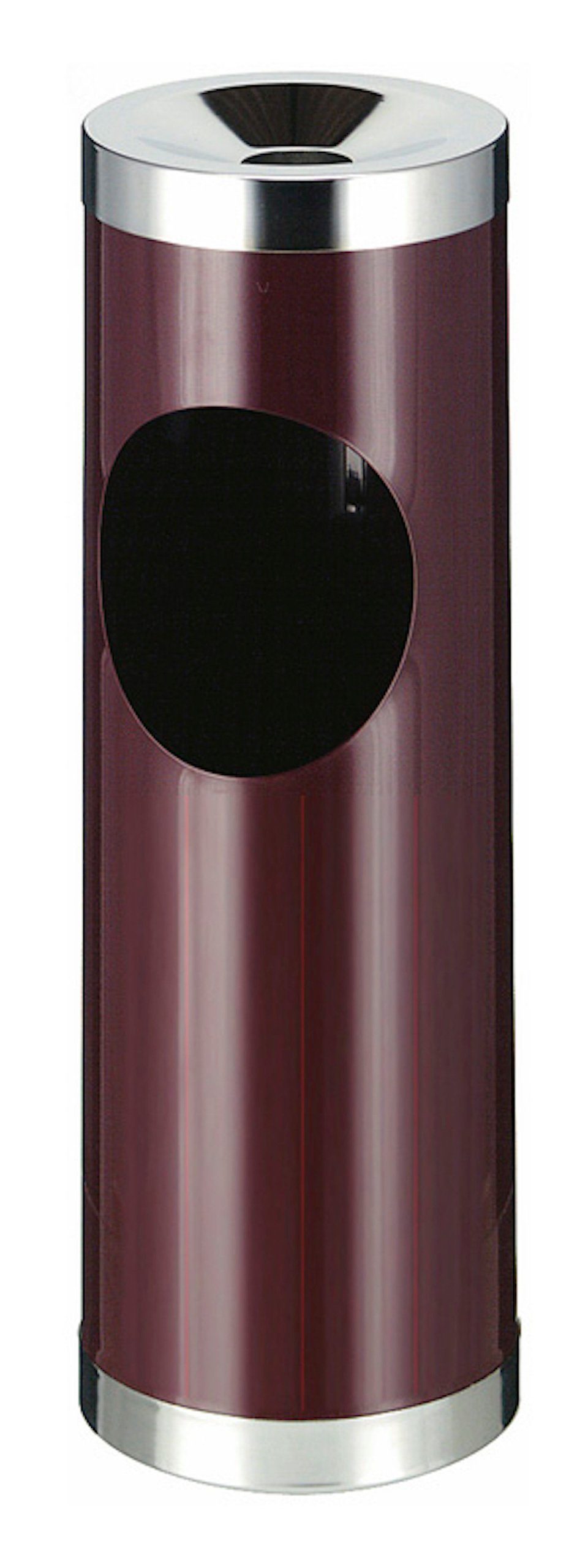 PROREGAL® Aschenbecher Runder Metall Kombiascher mit ovaler Einwurfsöffnung, 30L, Grau Bordeaux | Aschenbecher