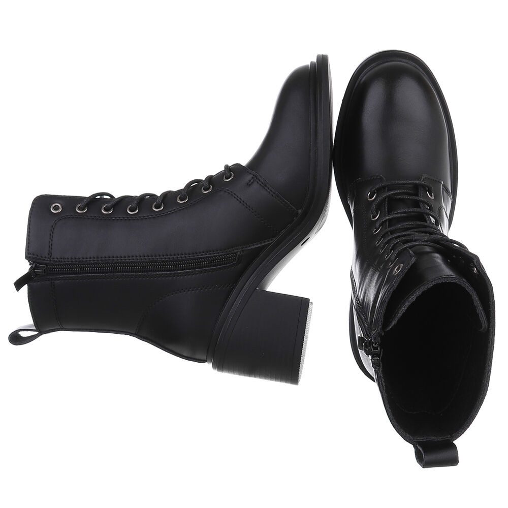 Ital-Design Damen Schnürstiefeletten aus echtem Leder mit Blockabsatz Schnü günstig online kaufen