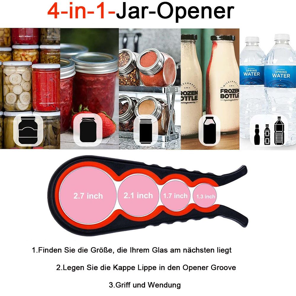 TUWENA Flaschenöffner Glasöffner und Flaschenöffner mit Silikongriffpolster Gummi-Glasöffner