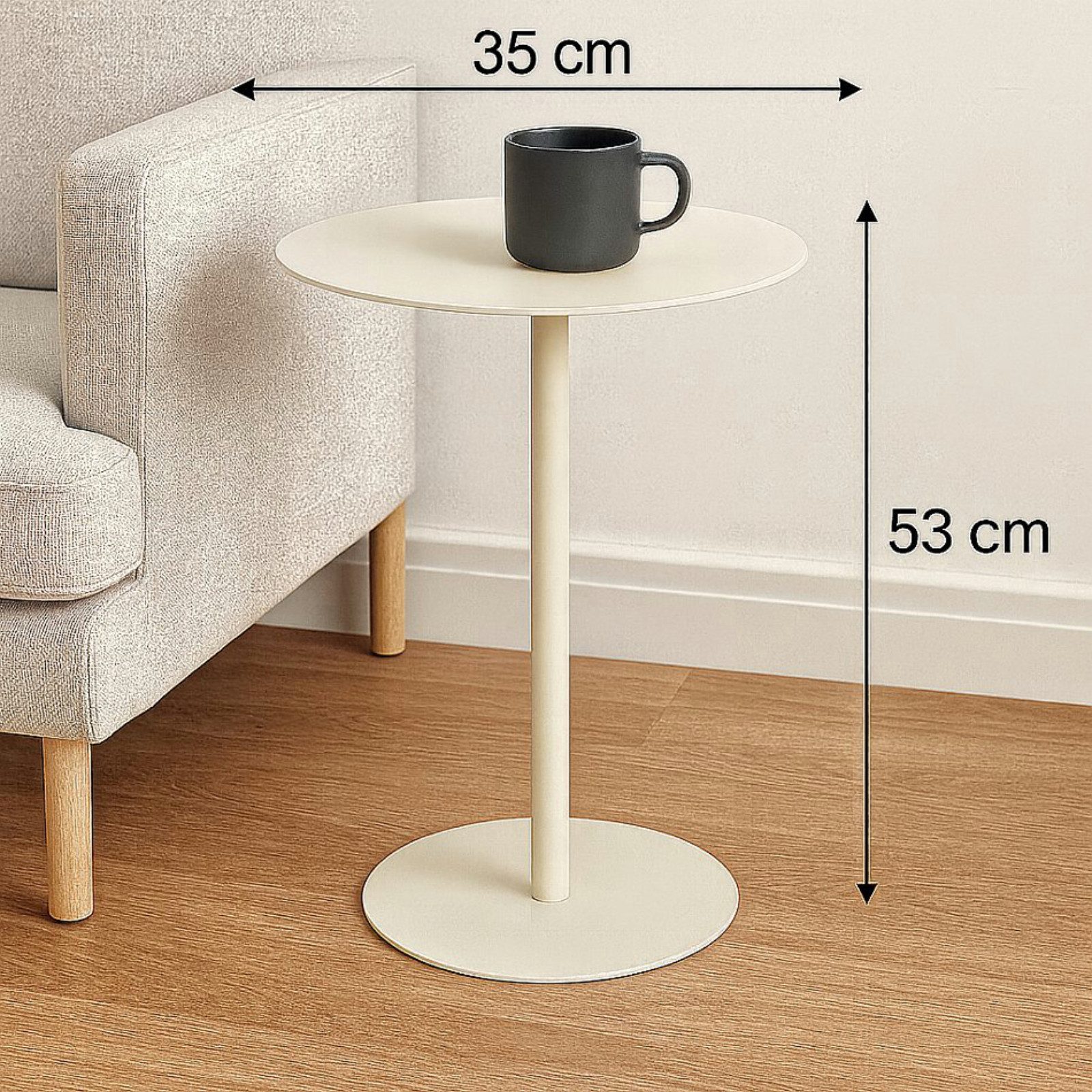 Koopman Beistelltisch Sofatisch Metalltisch Rund 53x35x25 cm Beige / Schwar günstig online kaufen