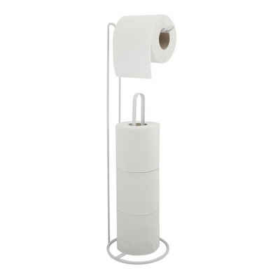 MSV Toiletten-Ersatzrollenhalter AMY, Stahl, kombinierter Toilettenpapierhalter und Ersatzrollenhalter - für bis zu 3 Ersatzrollen, edle matt-Optik, weiß
