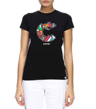 Colmar T-Shirt »COLMAR Kurzarm-Shirt cooles Damen Rundhals-T-Shirt Alltags-T-Shirt mit buntem Print Schwarz«