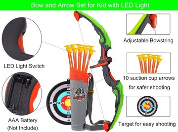 autolock Kinderbogenset Kinderbogenset LED Bogenschießen Set Pfeil und Bogen für Kinder