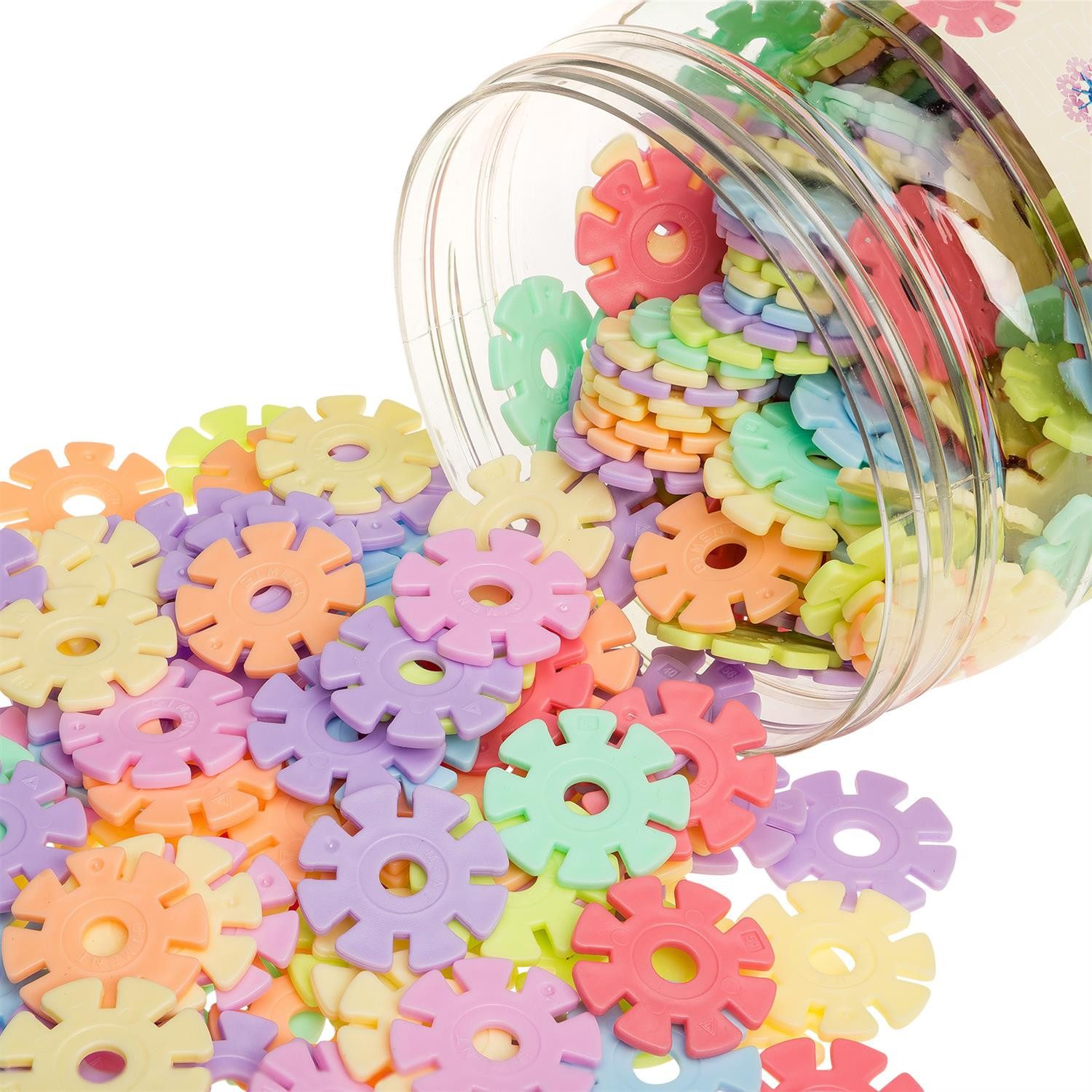 Smart-Planet Steckspielzeug 400 Steckblumen in Dose Schneeflocken 3,3 cm Pastell Kinder Spielzeug, (400-tlg), Kunststoff